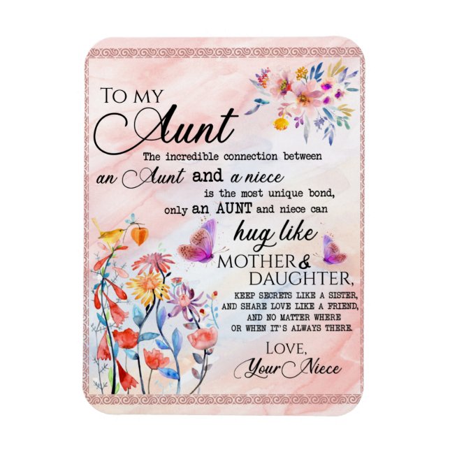 To My Aunt Gift, Butterfly Gift From Niece Magnet (Vertical)