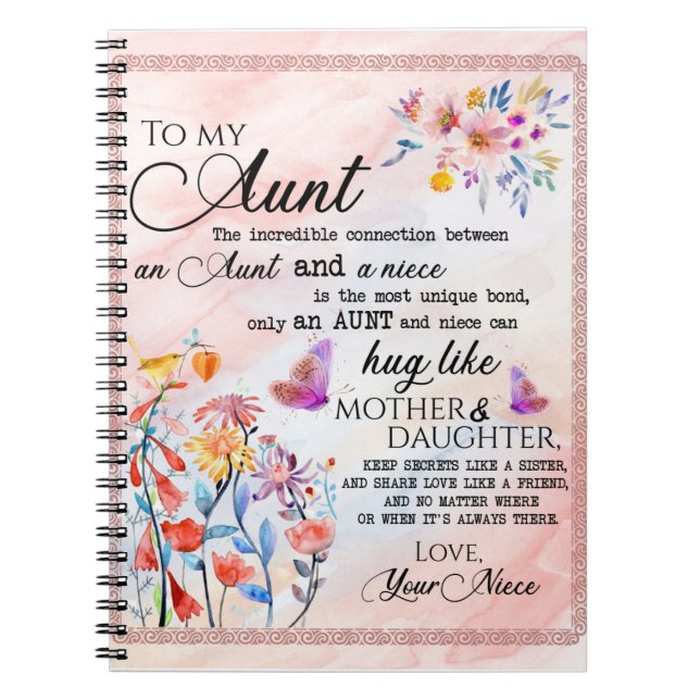 To My Aunt Gift, Butterfly Gift From Niece Notebook (Front)