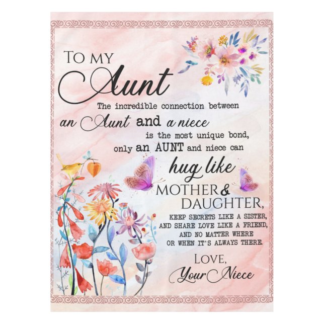 To My Aunt Gift, Butterfly Gift From Niece Tablecloth (Front)