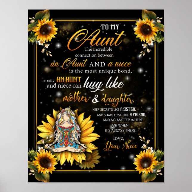To My Aunt Gift, Cute Sunflower Gift From Niece Poster (Front)