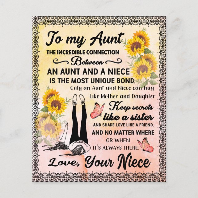 To My Aunt Gift, Sunflower Gift From Niece Flyer (Front)
