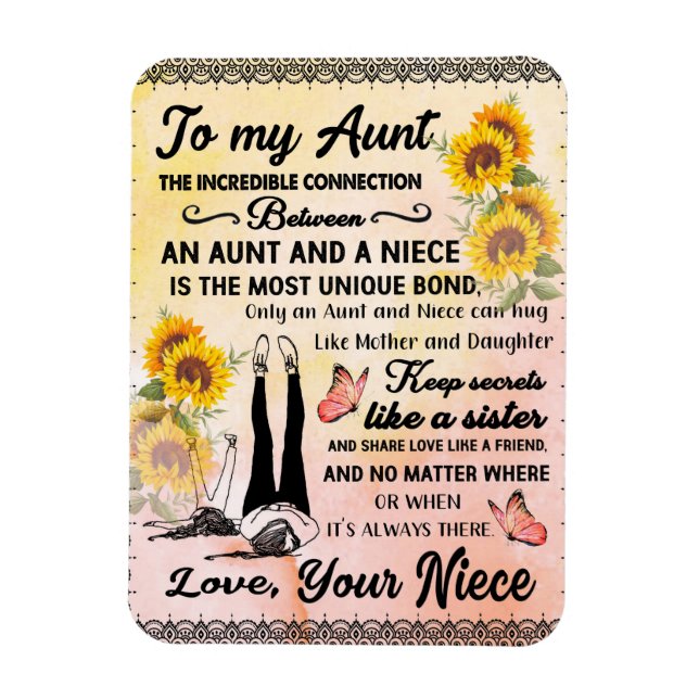 To My Aunt Gift, Sunflower Gift From Niece Magnet (Vertical)
