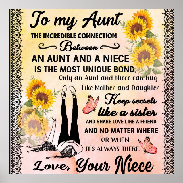 To My Aunt Gift, Sunflower Gift From Niece Poster (Front)