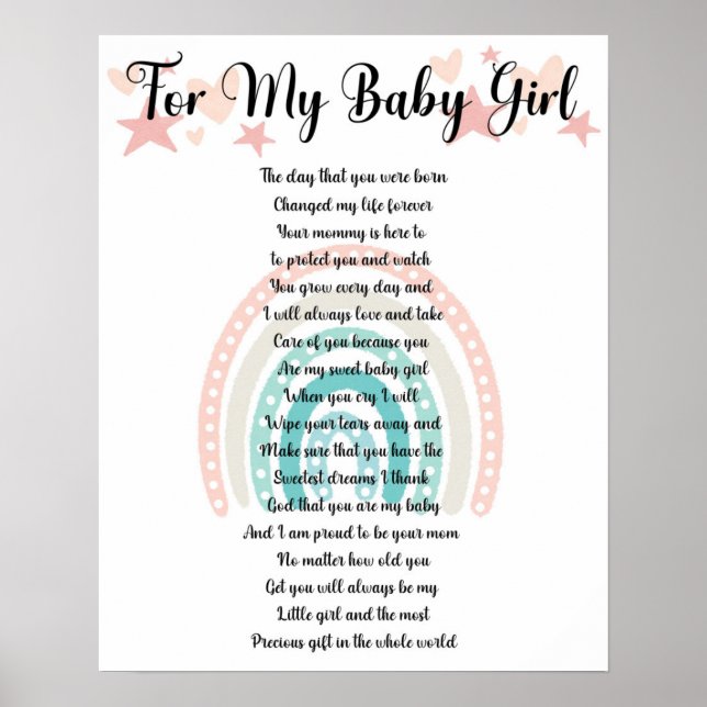To My Baby Girl Nursery Poster (Front)