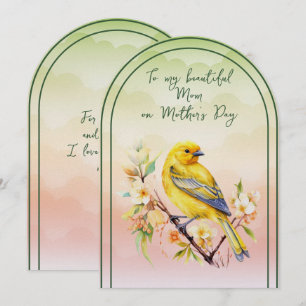 To My Beautiful Mom on Mother's Day Goldfinch Holiday Card