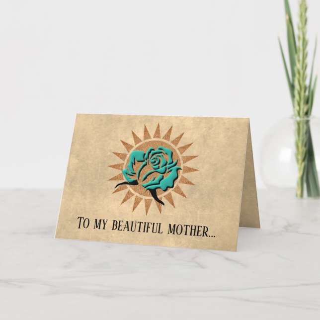 "To My Beautiful Mother" Mother's Day Card w/Rose (Front)