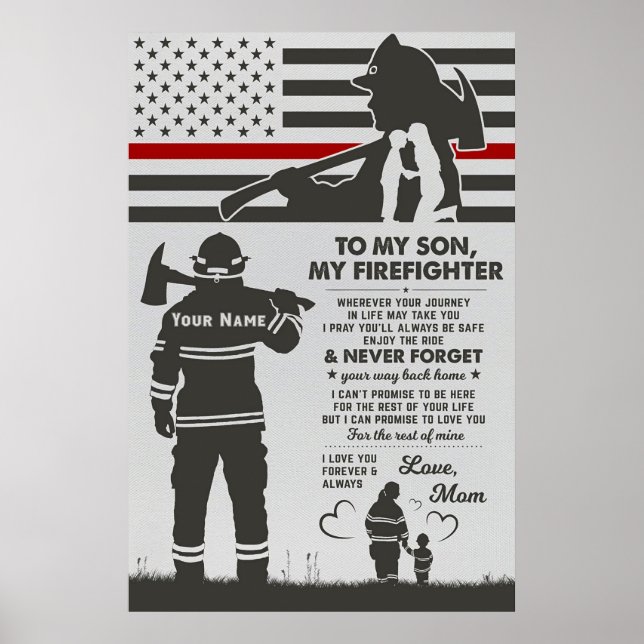 to my beautiful mum firefighter, mothers day gifts poster (Front)