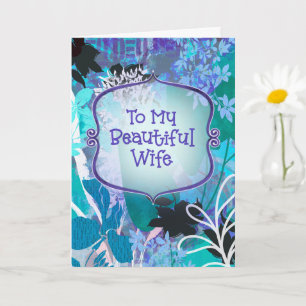 To My Beautiful Wife – Romantic Floral Purple Card