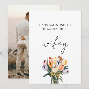 To My Beautiful Wifey Valentines Elegant Photo Holiday Card