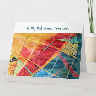 To My Best Bonus Mum Ever Watercolor + Wax Art  Card