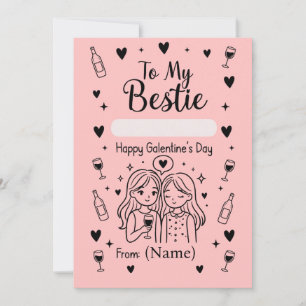 To My Bestie Galentine’s Day Design Holiday Card
