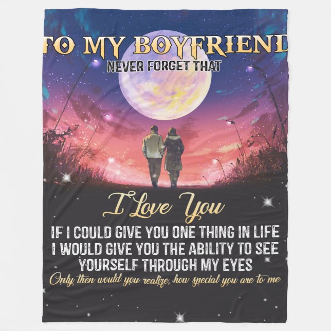 To My Boyfriend I Love You Fleece Blanket (Front)
