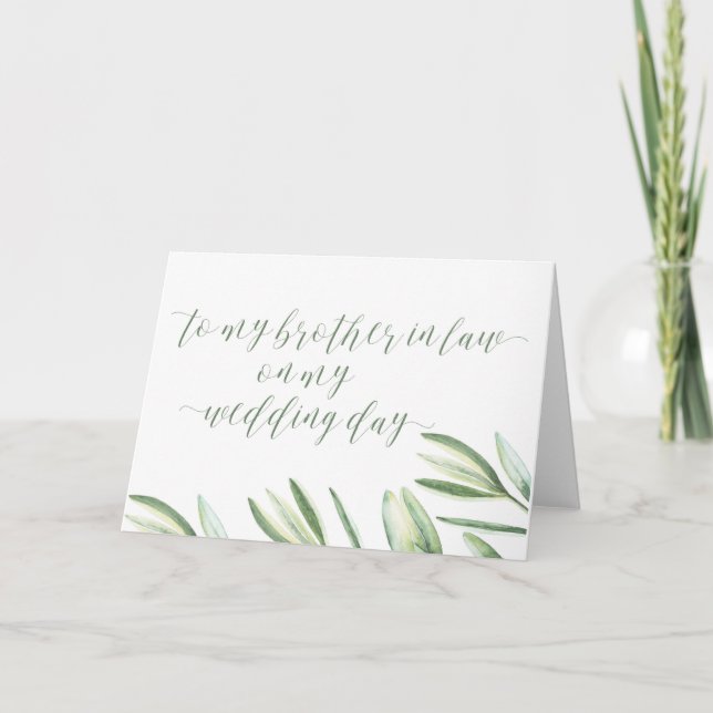 To My Brother in Law on My Wedding Day Thank You Card (Front)