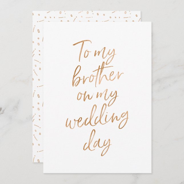To my brother on my wedding day invitation (Front/Back)