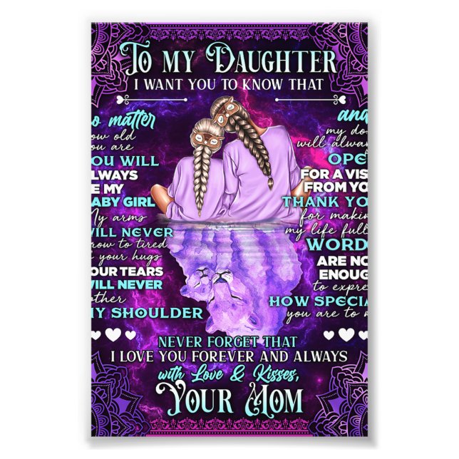 To My Daughter Birthday Gift, Cute Mum Baby Gift Photo Print (Front)