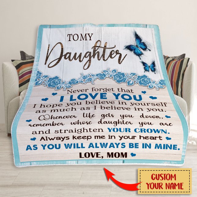To My Daughter Blanket, Personalised Name Fleece Blanket (Creator Uploaded)