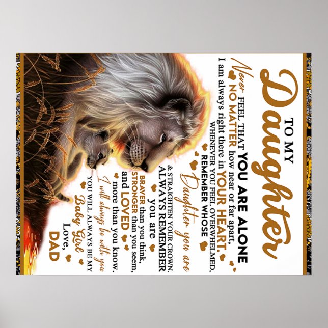 To My Daughter, Daughter Birthday Gift, Baby Girl Poster (Front)