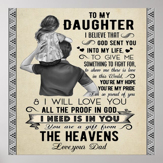 To My Daughter, Daughter Birthday Gift, Baby Girl Poster (Front)