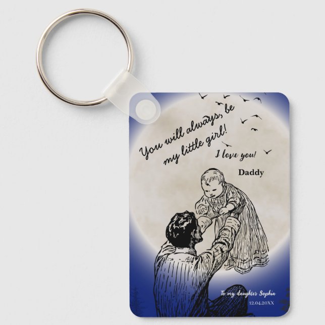 To My Daughter from Daddy Emotional Moon Design Key Ring (Front)