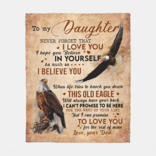 To My Daughter Gift, Dad And Daughter, Eagle Lover Fleece Blanket