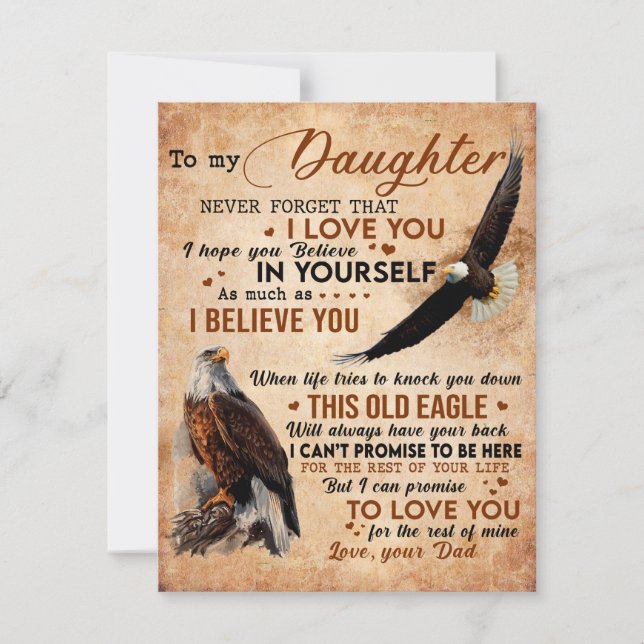 To My Daughter Gift, Dad And Daughter, Eagle Lover Invitation (Front)