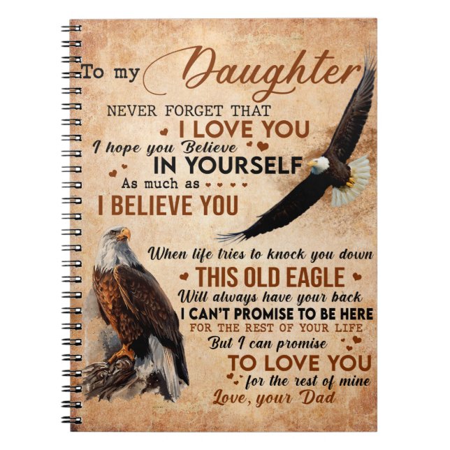 To My Daughter Gift, Dad And Daughter, Eagle Lover Notebook (Front)