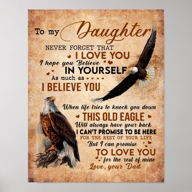 To My Daughter Gift, Dad And Daughter, Eagle Lover Poster (Front)