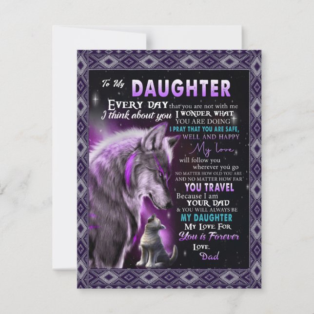 To My Daughter Gift, Daughter And Dad, Wolf Lovers Invitation (Front)