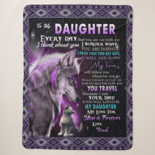 To My Daughter Gift, Daughter And Dad, Wolf Lovers Sherpa Blanket