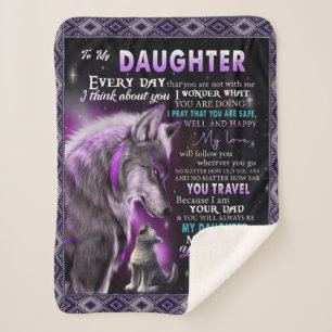 To My Daughter Gift, Daughter And Dad, Wolf Lovers Sherpa Blanket