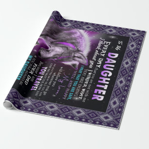 To My Daughter Gift, Daughter And Dad, Wolf Lovers Wrapping Paper