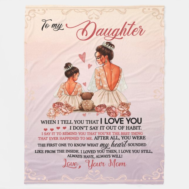 To My Daughter Gift, Daughter And Mum, Love Letter Fleece Blanket (Front)