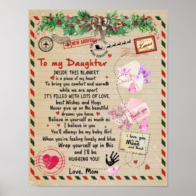 To My Daughter Gift, Love Letter Daughter And Mom Poster (Front)