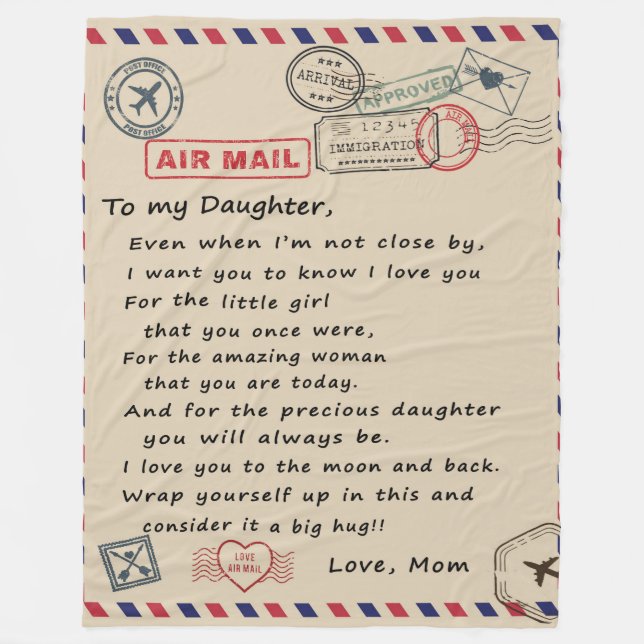 To My Daughter Gift, Love Letter Daughter And Mum Fleece Blanket (Front)