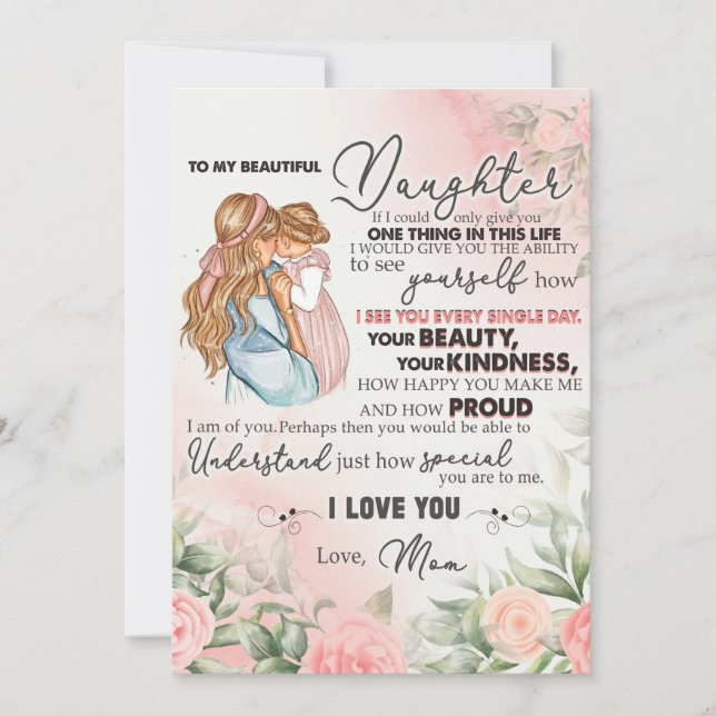 To My Daughter Gift, Love Letter Daughter And Mum Holiday Card (Front)