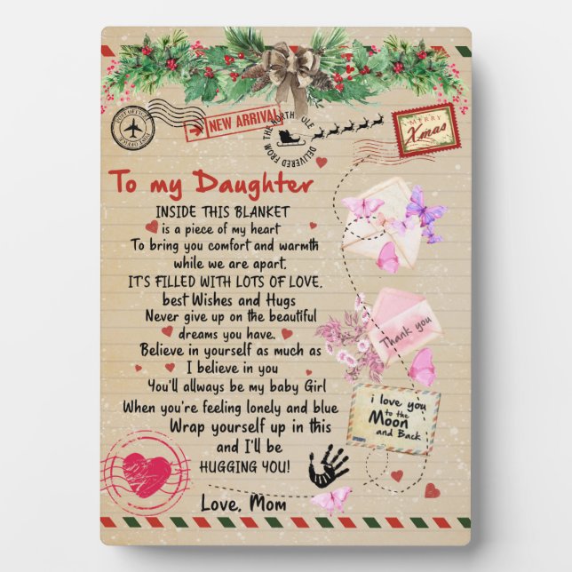 To My Daughter Gift, Love Letter Daughter And Mum Plaque (Front)