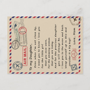 To My Daughter Gift, Love Letter Daughter And Mum Postcard