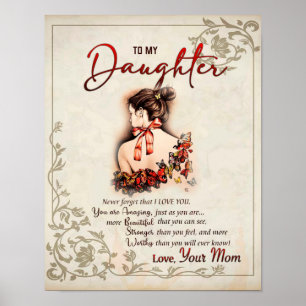To My Daughter Gift, Love Letter Daughter And Mum Poster