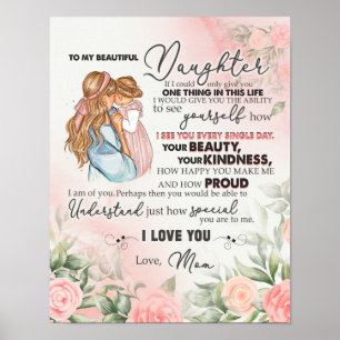To My Daughter Gift, Love Letter Daughter And Mum Poster