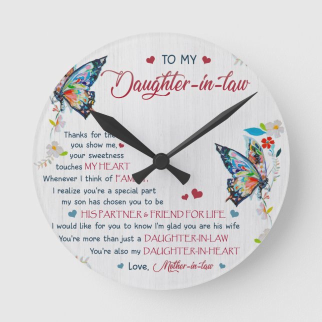 To my daughter-in-law round clock (Front)