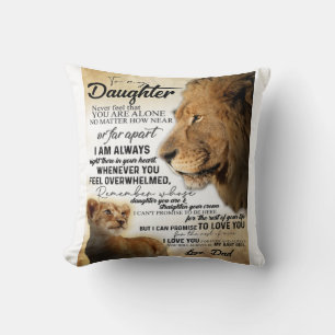 To My Daughter Lion Family Gift, Daughter Birthday Cushion