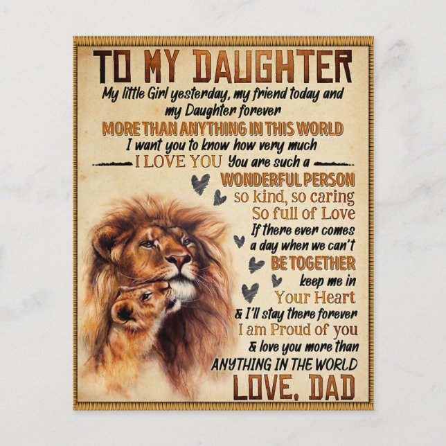 To My Daughter Lion Family Gift, Daughter Birthday Flyer (Front)