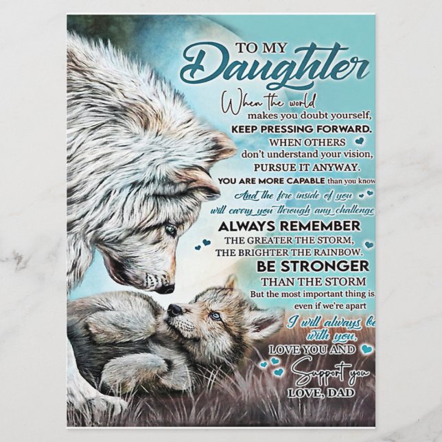 To My Daughter Lion Family Gift, Daughter Birthday Menu (Front)