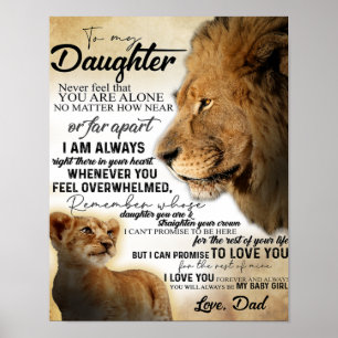 To My Daughter Lion Family Gift, Daughter Birthday Poster