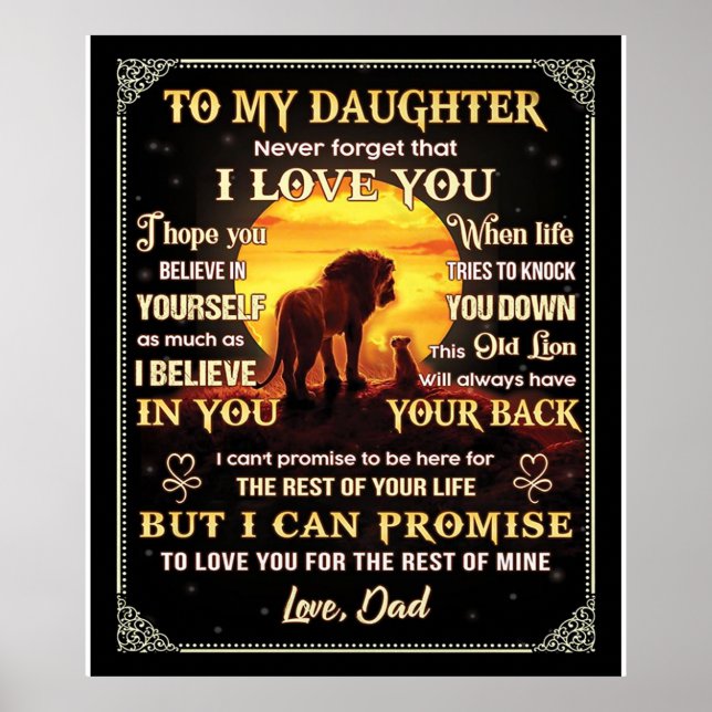 To My Daughter Lion Family Gift, Daughter Birthday Poster (Front)