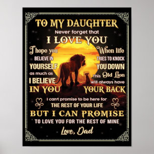 To My Daughter Lion Family Gift, Daughter Birthday Poster