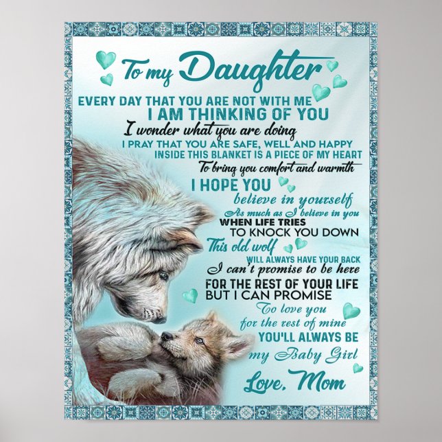 To My Daughter Lion Family Gift, Daughter Birthday Poster (Front)