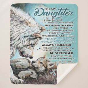 To My Daughter Lion Family Gift, Daughter Birthday Sherpa Blanket