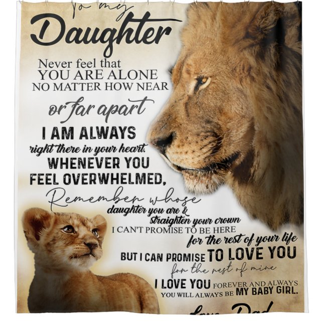 To My Daughter Lion Family Gift, Daughter Birthday Shower Curtain (Front)