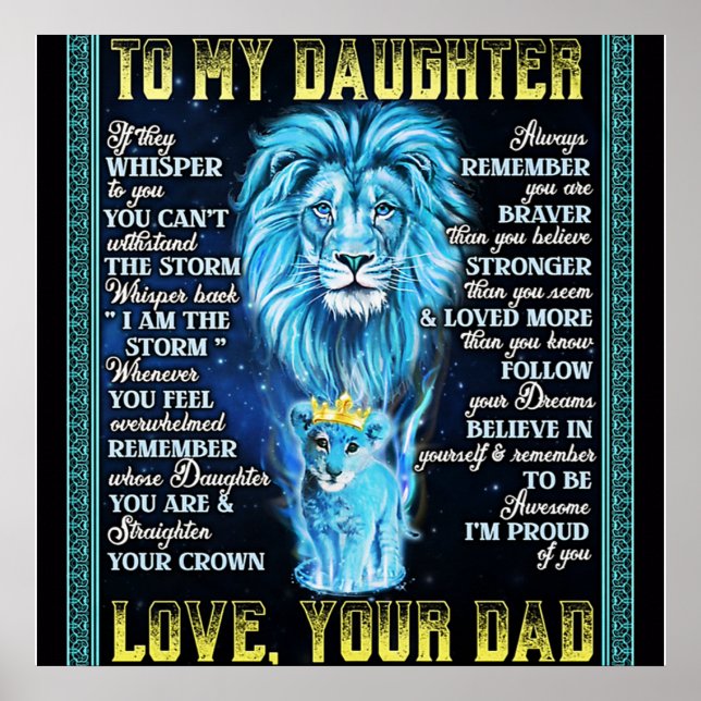 To My Daughter Lion Gift, Gift From Lion Dad Poster (Front)